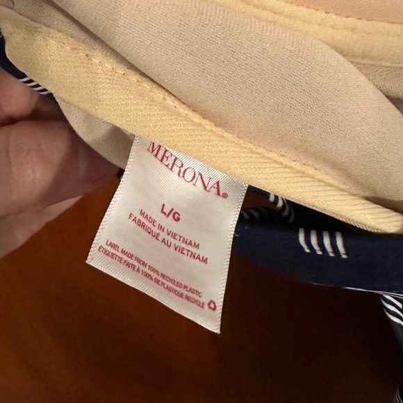 Merona Halter Top Navy and White Striped Swimsuit - Picture 3 of 5